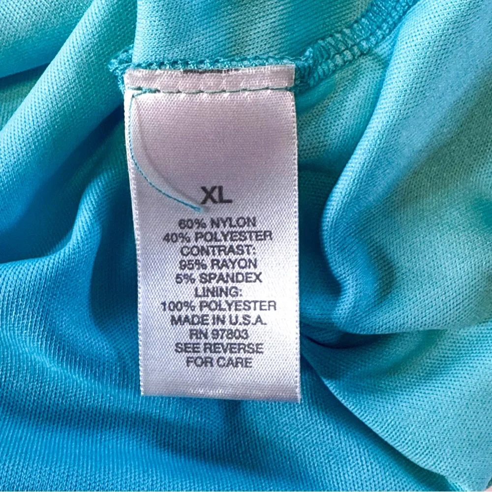 Dressbarn Aqua Polka Dot Textured Blouse XL Sheer Layered Top Casual Work - Picture 7 of 9